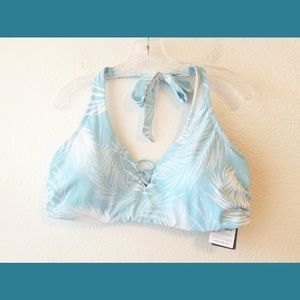 Athleta Light Blue Palm Quickdri Bikini Top 40D/DD